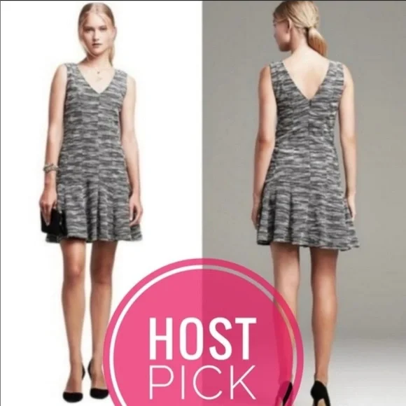 Banana Republic Marled Tweed Fit and Flare Dress